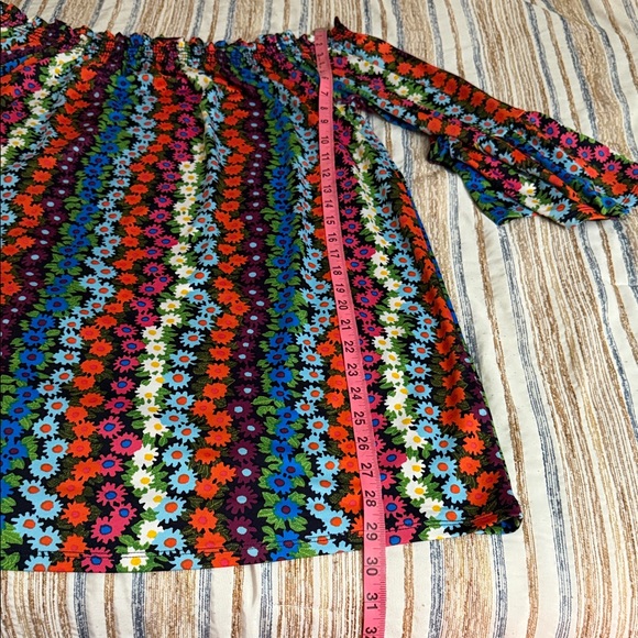 TRINA TURK Off-Shoulder FLORAL PRINT BELL SLEEVE Dress - Picture 8 of 11